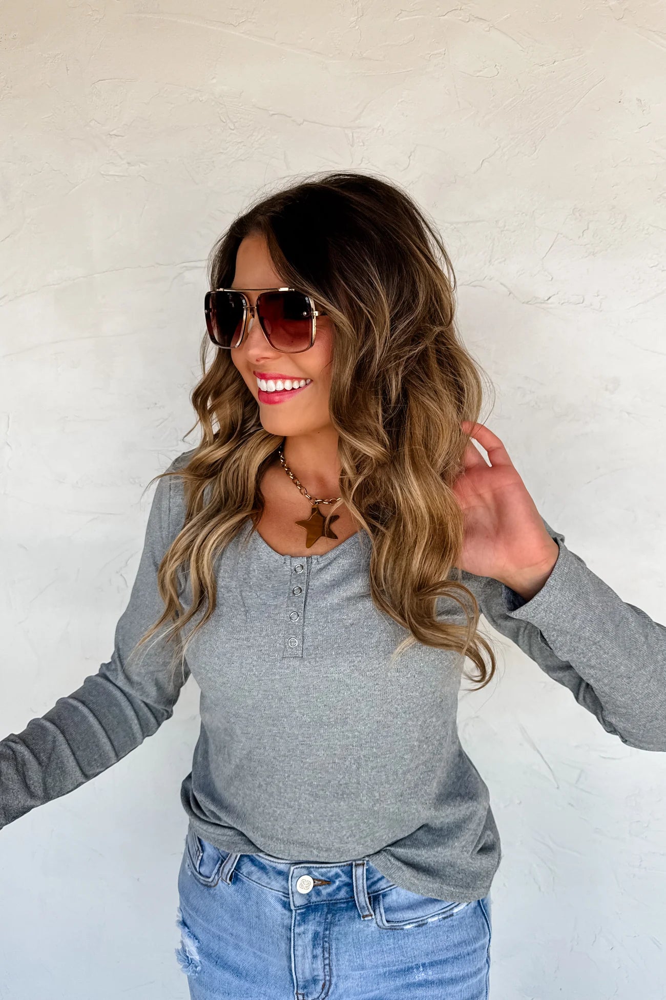 Fall Brooklyn Snap Henley Top