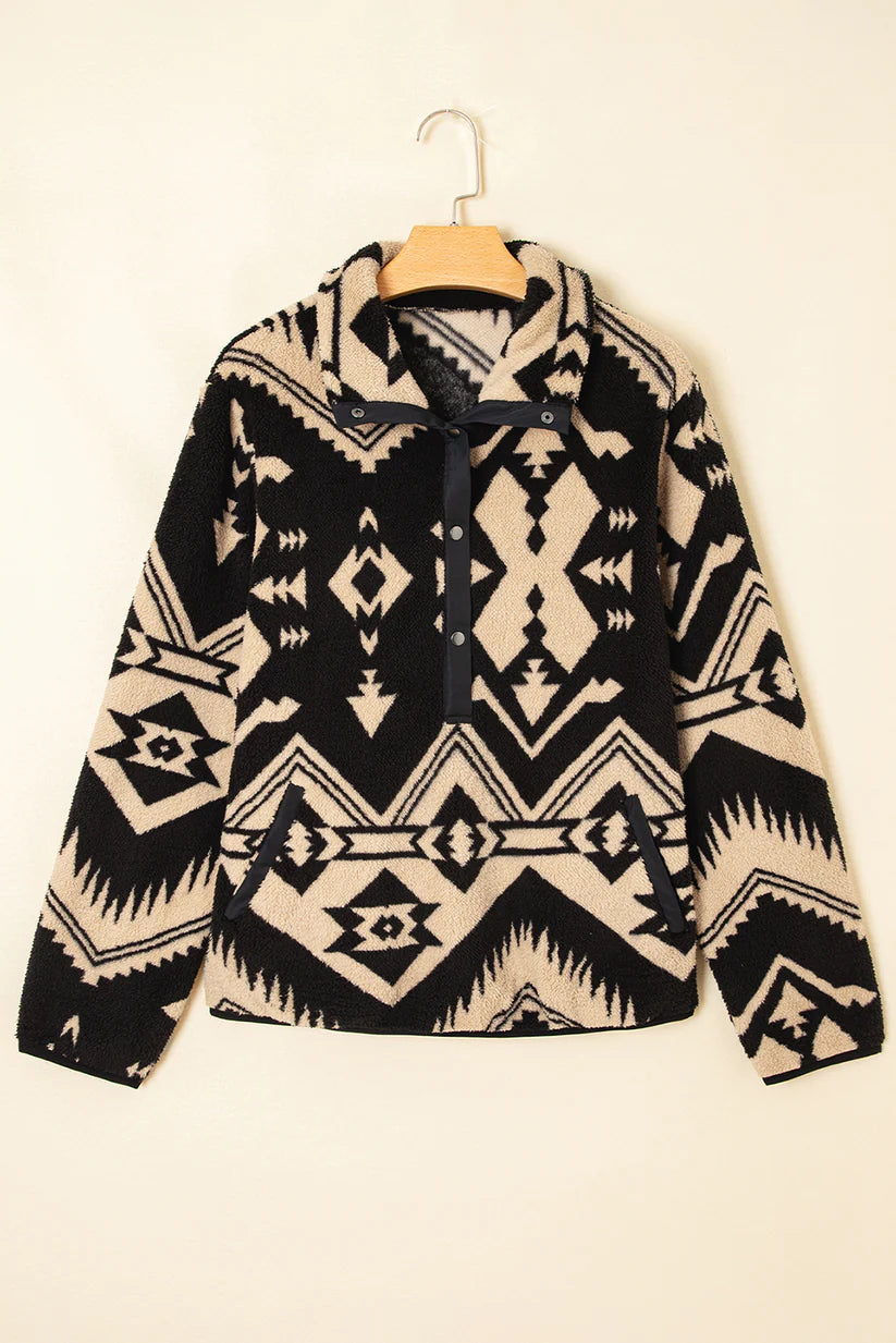 Black Aztec Half Zip