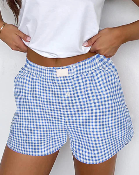 Plaid Printed High Waist Shorts