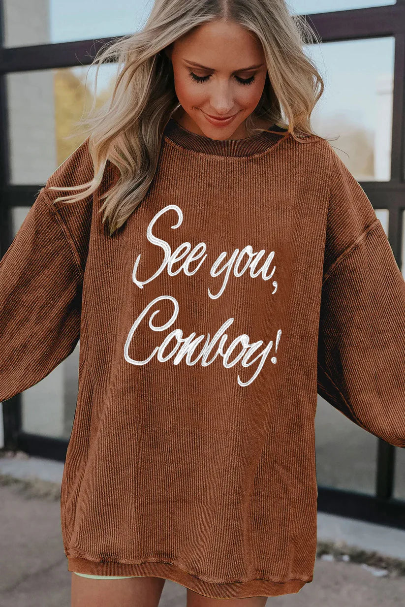 Oversized See You Cowboy Sweater