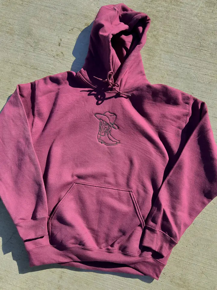 Cowboy Boot Embroidered Hoodie
