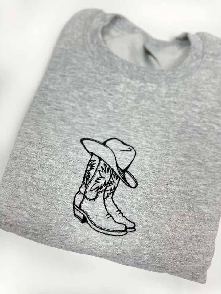 Cowboy Boots Embroidered Crewneck