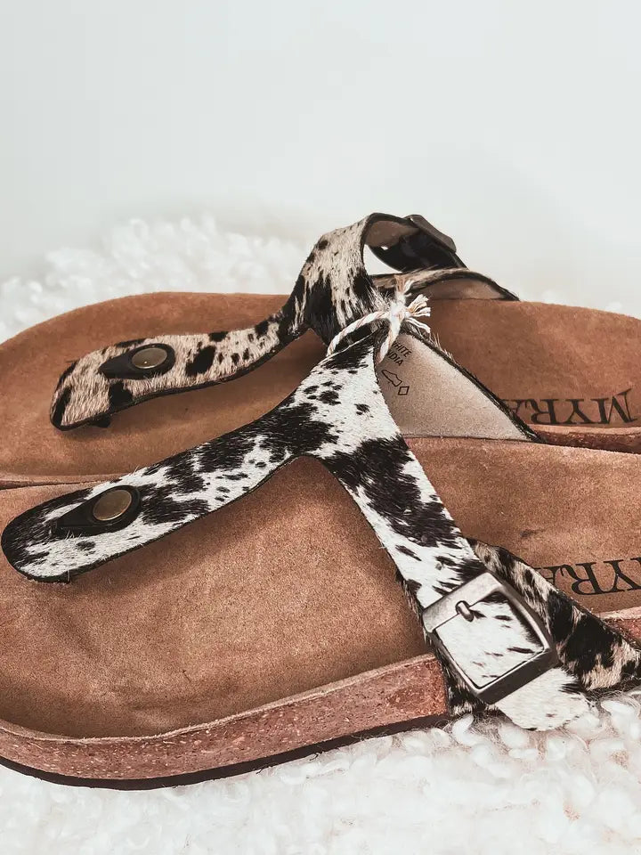 Cowhide Cork Sole Sandal Flip Flop