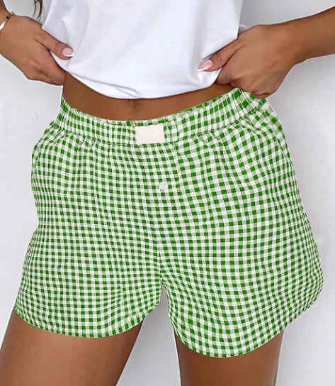 Plaid Printed High Waist Shorts