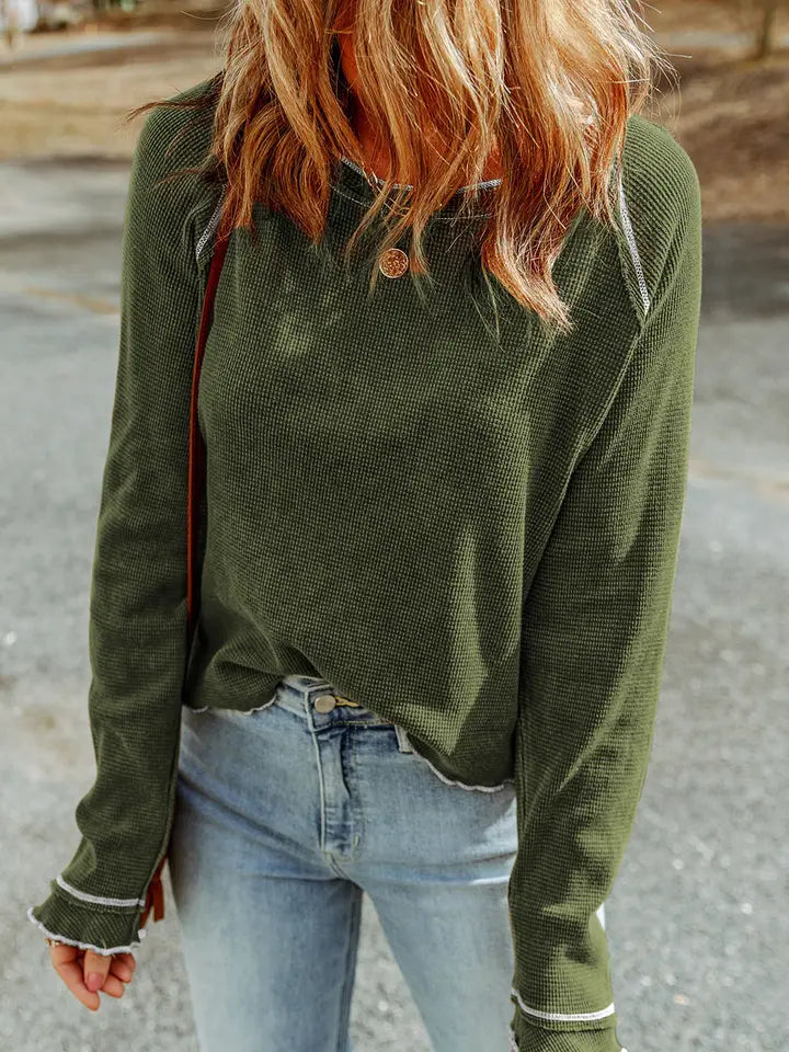 Textured Round Neck Long Sleeve