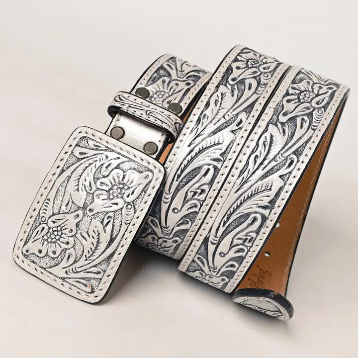 Hand-Tooled Genuine American Leather Belt