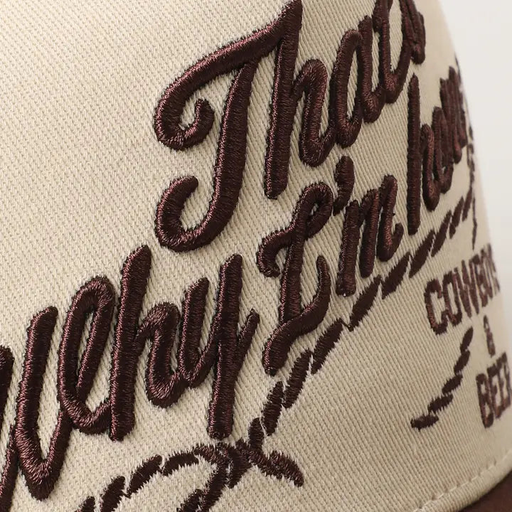 That's Why I'm Here Cowboys & Beer Embroidered Trucker Hat