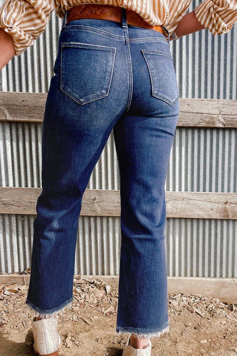 Sail Blue Mineral Wash Flared Jeans