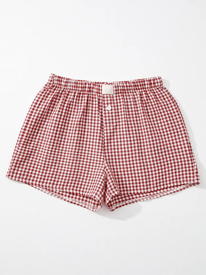 Plaid Printed High Waist Shorts