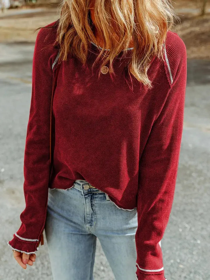 Textured Round Neck Long Sleeve