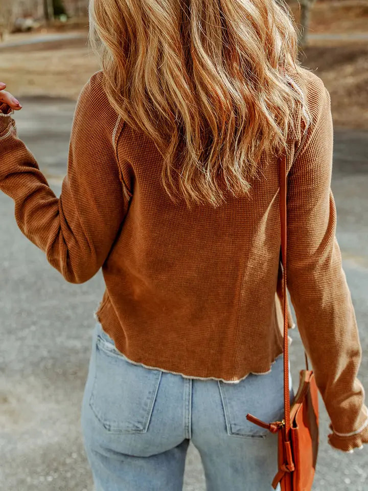 Textured Round Neck Long Sleeve