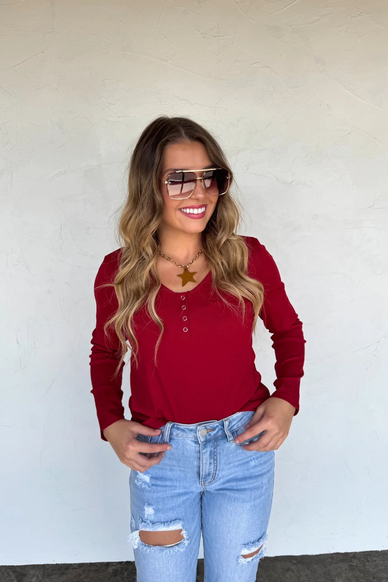 Fall Brooklyn Snap Henley Top