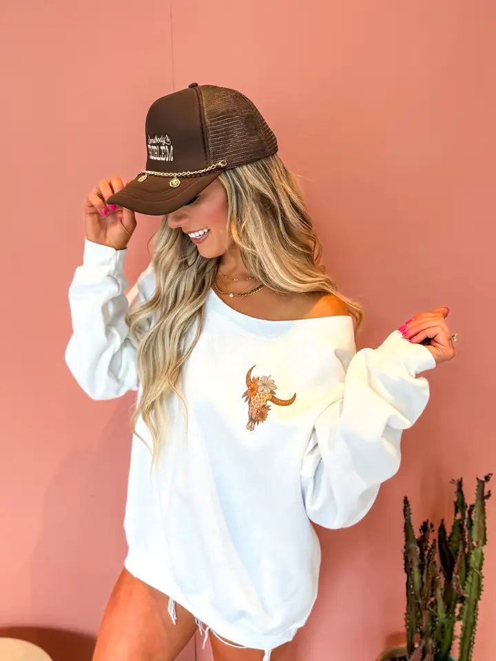 I'm The Problem Off Shoulder Crewneck