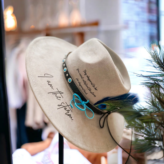 I Am the Storm Burned Western Hat