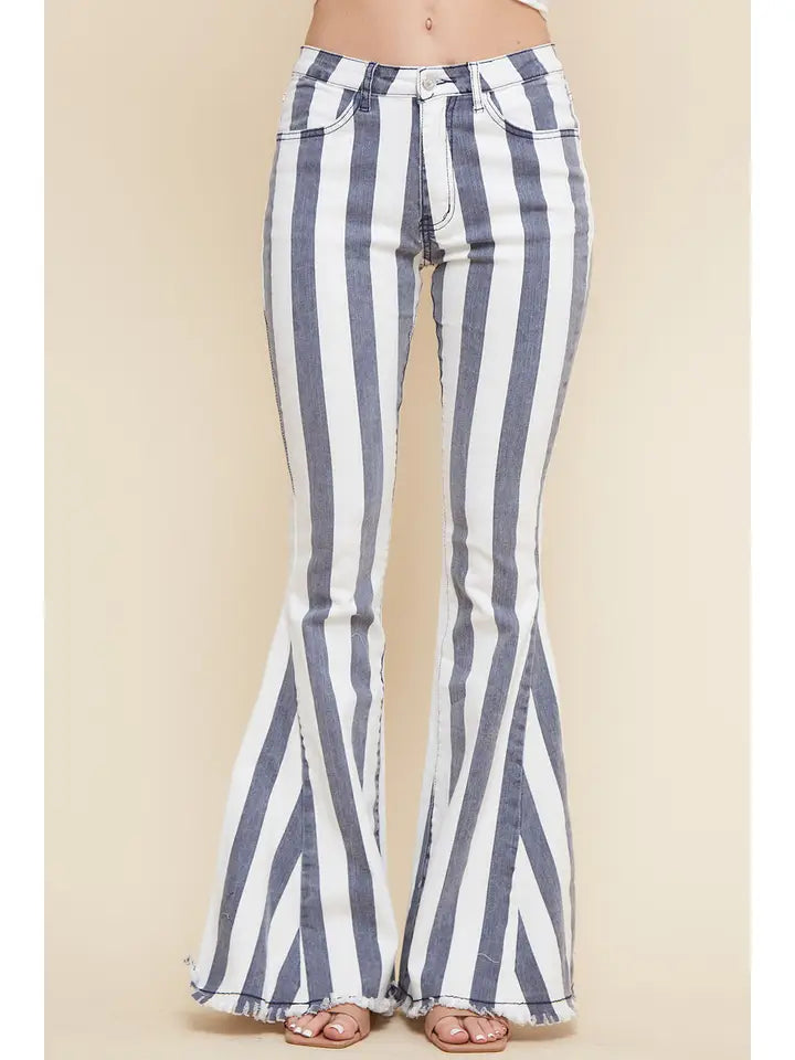 Stripe Western Denim Bell Bottoms