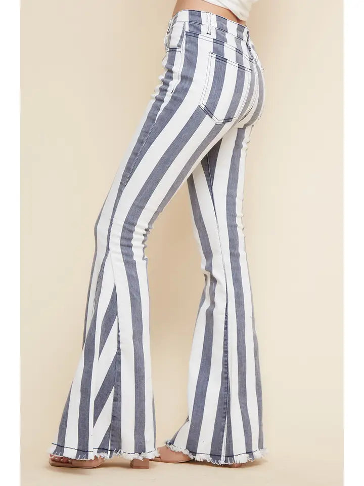 Stripe Western Denim Bell Bottoms