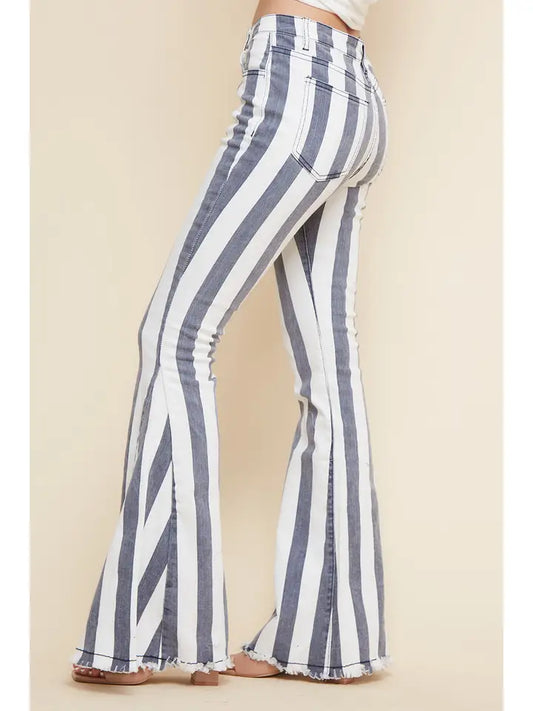 Stripe Western Denim Bell Bottoms