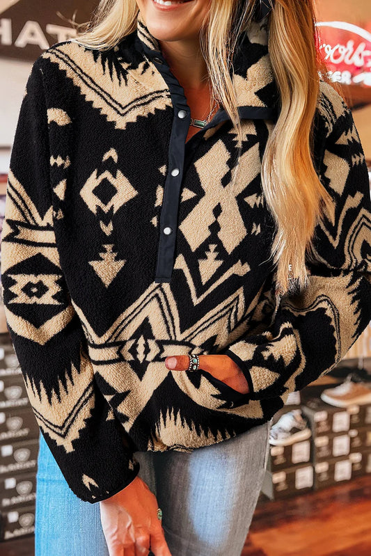 Black Aztec Half Zip
