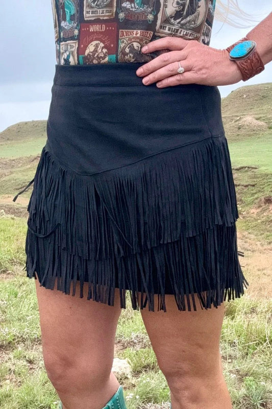 Black Forth Worth Fringe Skirt