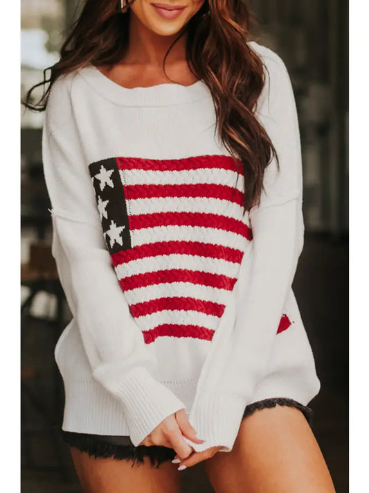 American Flag Cable Knit Sweater
