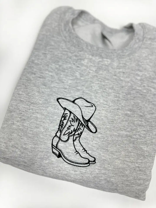 Cowboy Boots Embroidered Crewneck