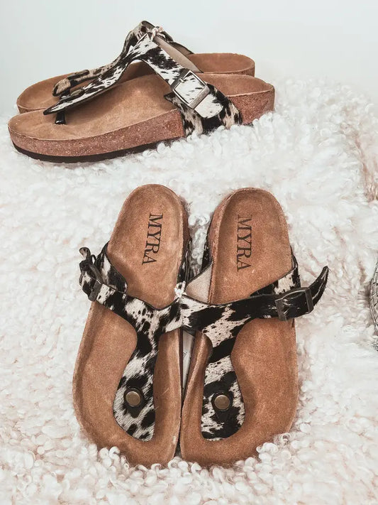 Cowhide Cork Sole Sandal Flip Flop