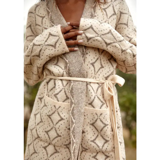 Western Diamond Belted Cardigan