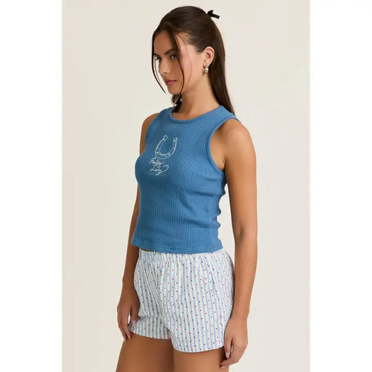 Feelin Lucky Embroidered Knit Tank