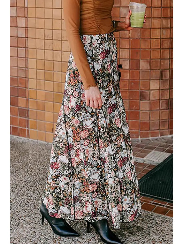 Floral High Waist Maxi Skirt