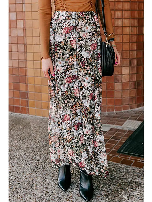 Floral High Waist Maxi Skirt