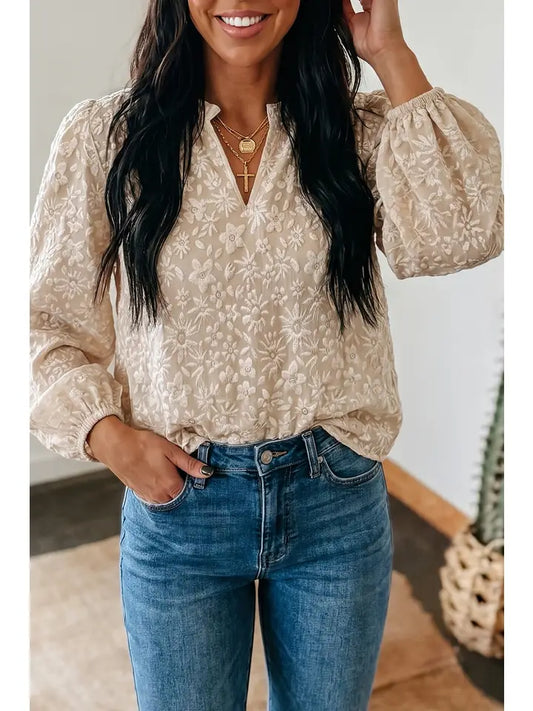 Western V Neck Floral Blouse