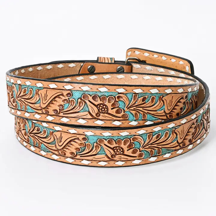 Hand-Tooled Genuine American Leather Belt