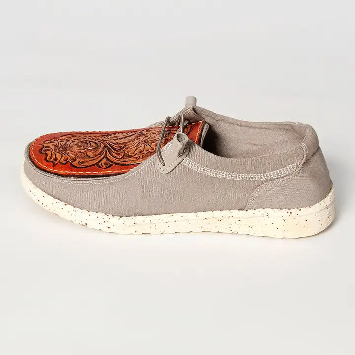 Genuine Leather Trim Slip On Shoe