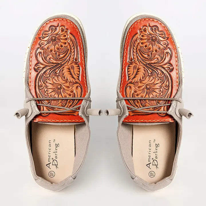 Genuine Leather Trim Slip On Shoe