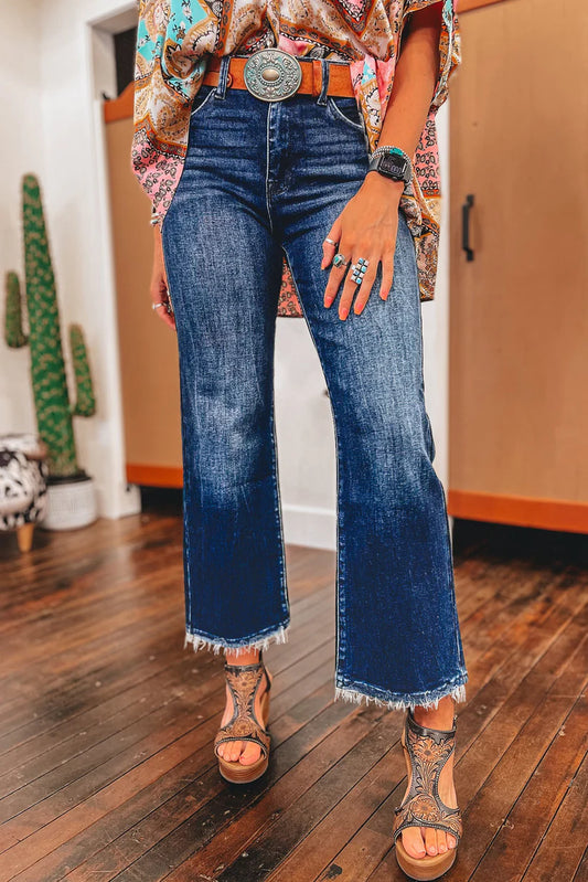 Sail Blue Mineral Wash Flared Jeans