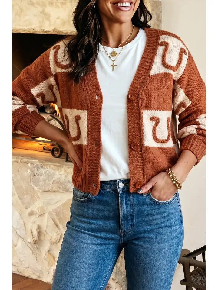 Plaid Horseshoe Cardigan