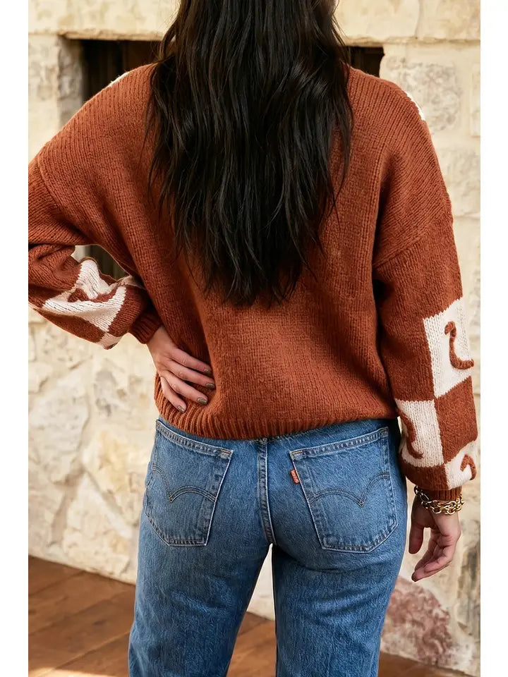 Plaid Horseshoe Cardigan