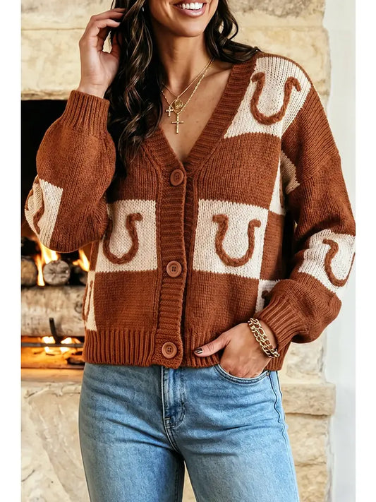 Plaid Horseshoe Cardigan