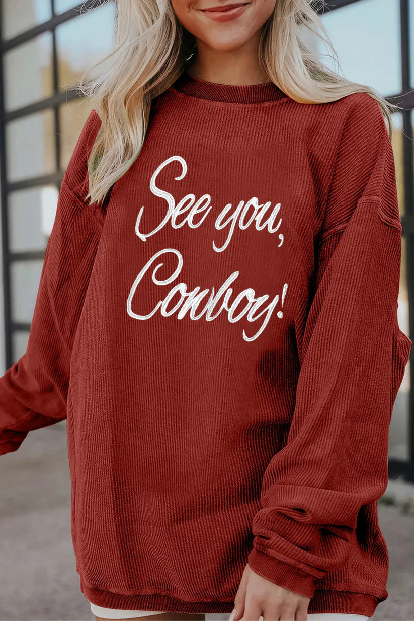 Oversized See You Cowboy Sweater