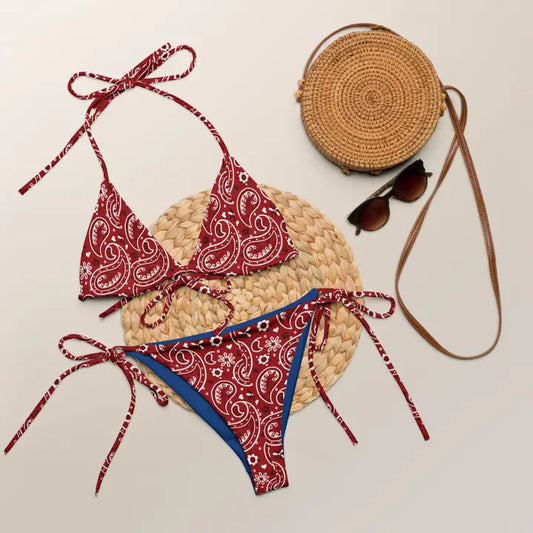 Red Bandana String Bikini Set