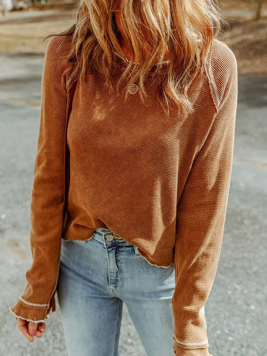 Textured Round Neck Long Sleeve