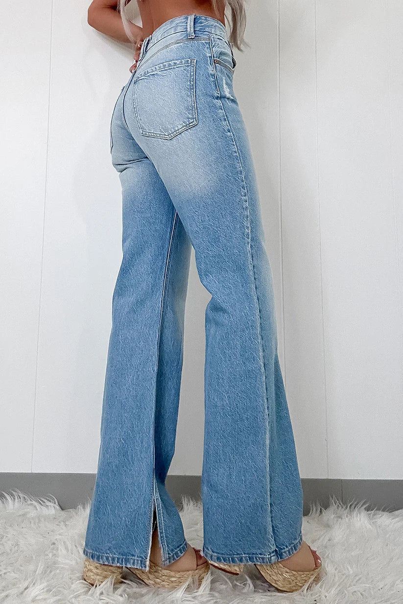 High Rise Shift Slit Jeans