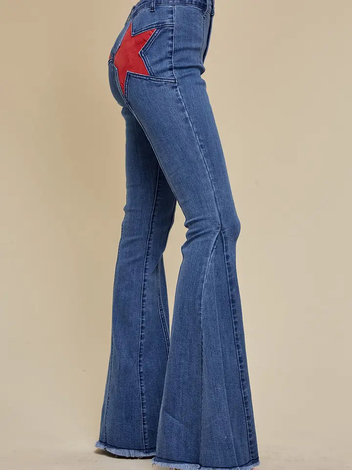 Suede Stars Flare Denim Jeans