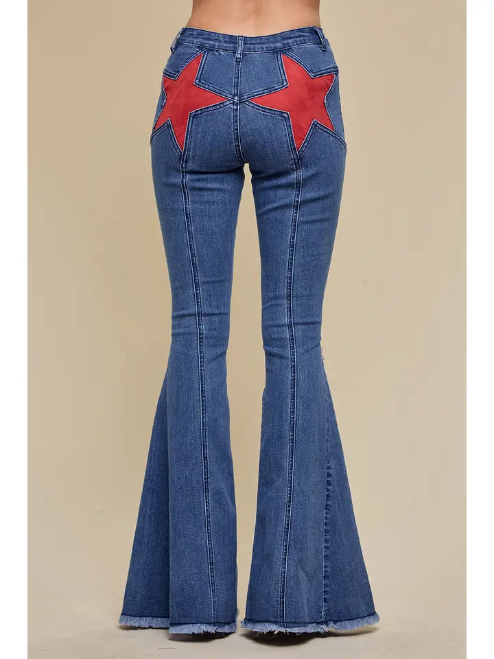 Suede Stars Flare Denim Jeans