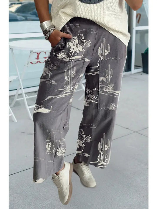 Western Wild West Printed Jeans